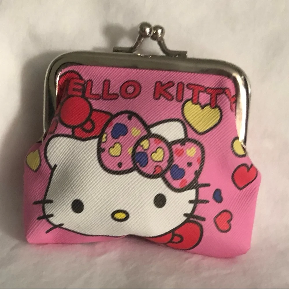 Hello Kitty coin purse Hello Kitty hearts graphics pink.4”X3-1/2”